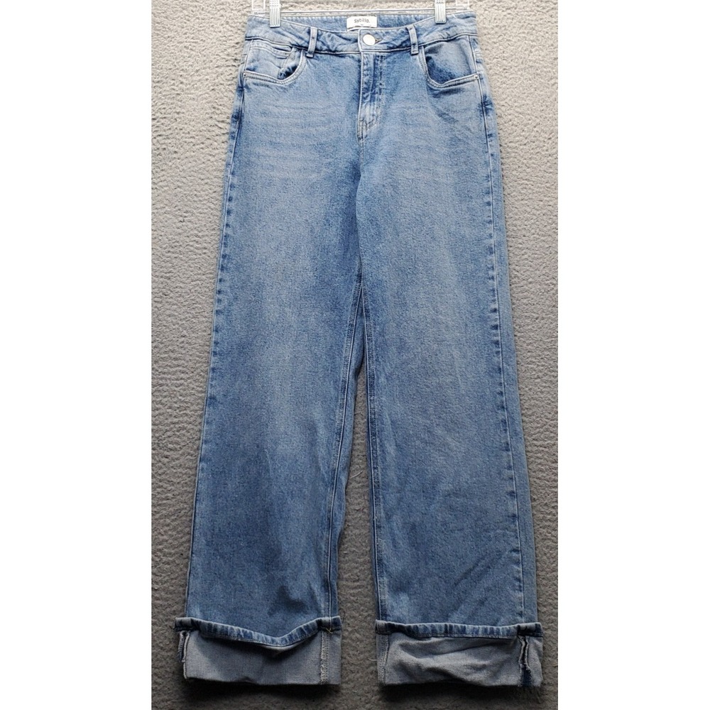 Sybilla Falabella Straight Folded Ankle Jeans Womens 32 Blue Denim Streetwear